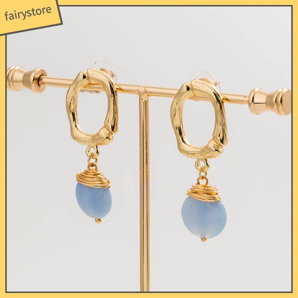 Bông Tai Hình Tròn Bằng Đá Tự Nhiên Thời Trang Cho Nữ