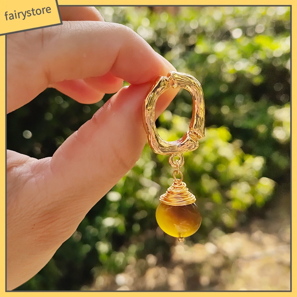 Bông Tai Hình Tròn Bằng Đá Tự Nhiên Thời Trang Cho Nữ