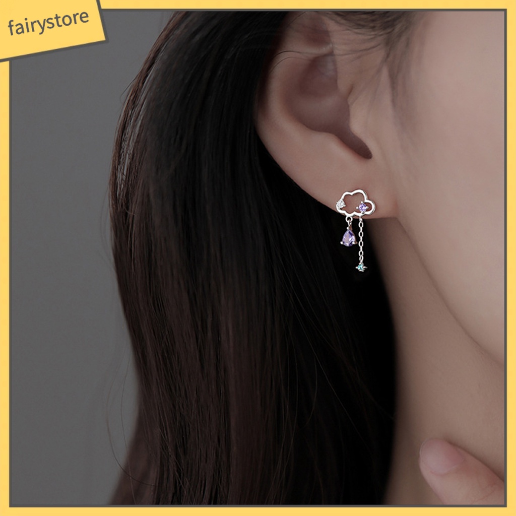 [FRO] 1 Đôi Bông Tai Hình Đám Mây Lấp Lánh Không Gây Dị Ứng Hợp Kim Thời Trang Cho Nữ