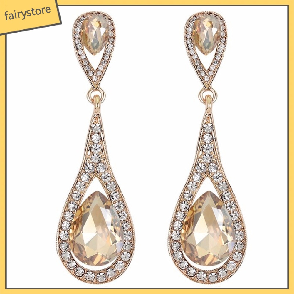 Bông Tai Hình Giọt Nước Đính Đá Giả Thời Trang Dành Cho Nữ