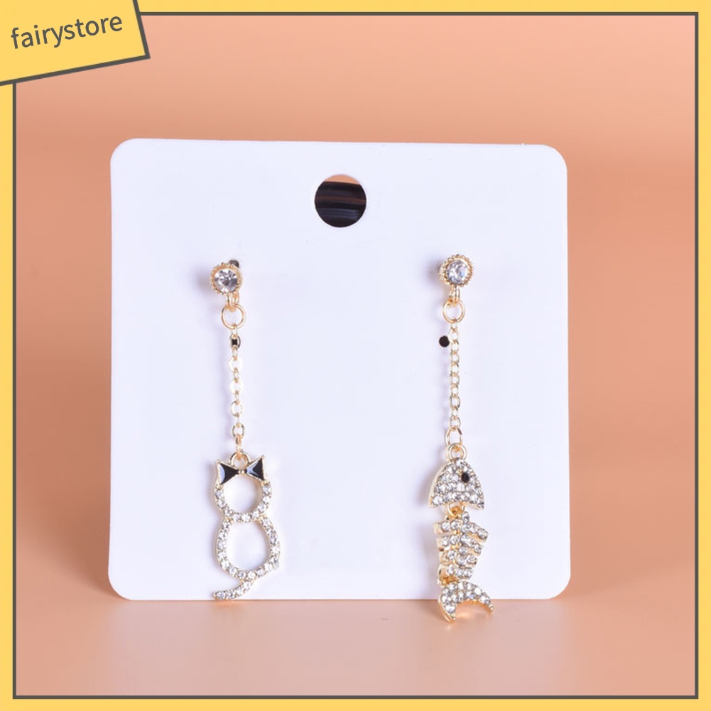 Bông Tai Dáng Dài Hình Xương Cá / Mèo Thời Trang Dự Tiệc Cho Nữ