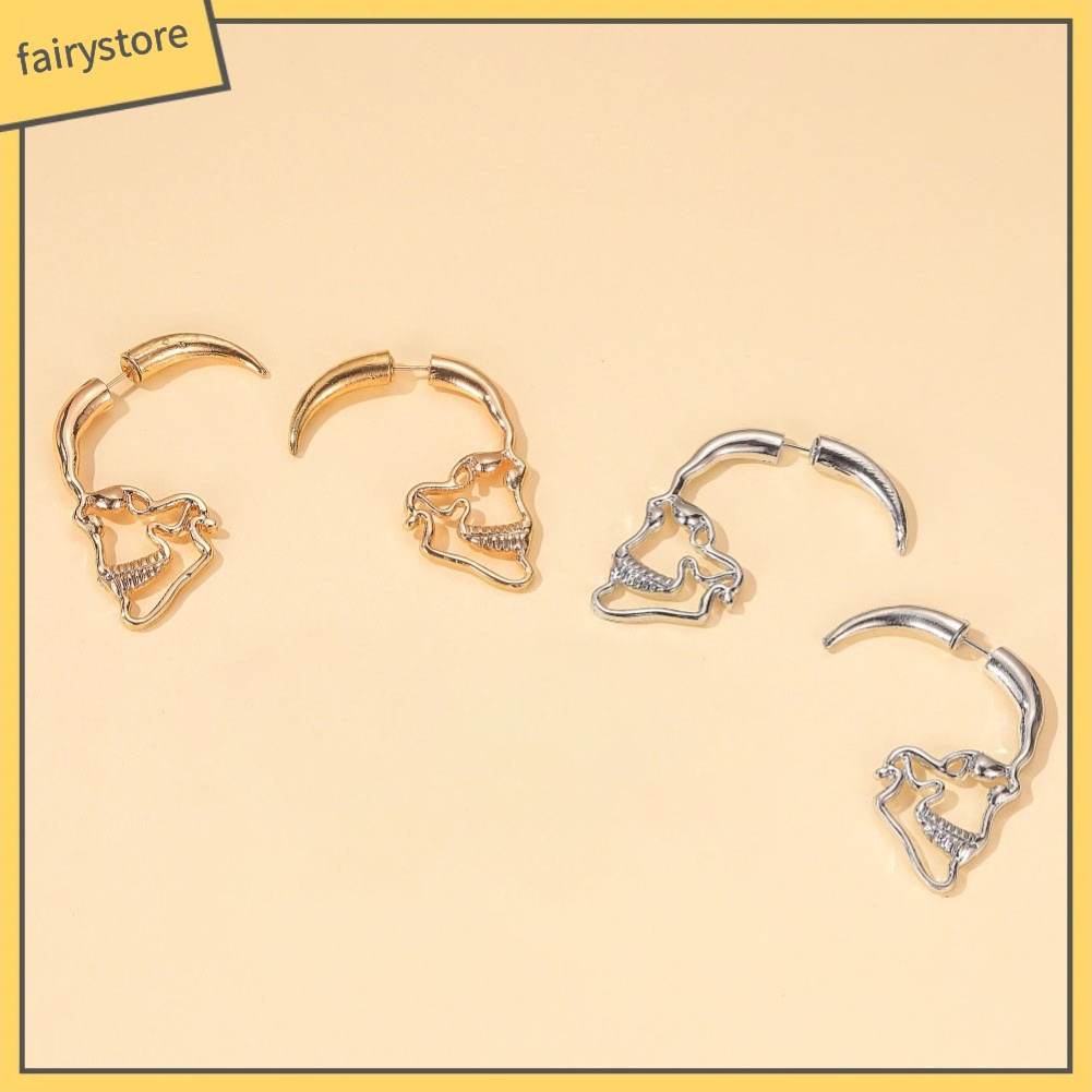 Bông Tai Hình Đầu Lâu Phong Cách Punk Cổ Điển Dành Cho Nữ