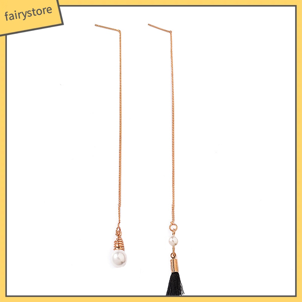 Bông Tai Dài Đính Ngọc Trai Giả Thời Trang Dành Cho Nữ