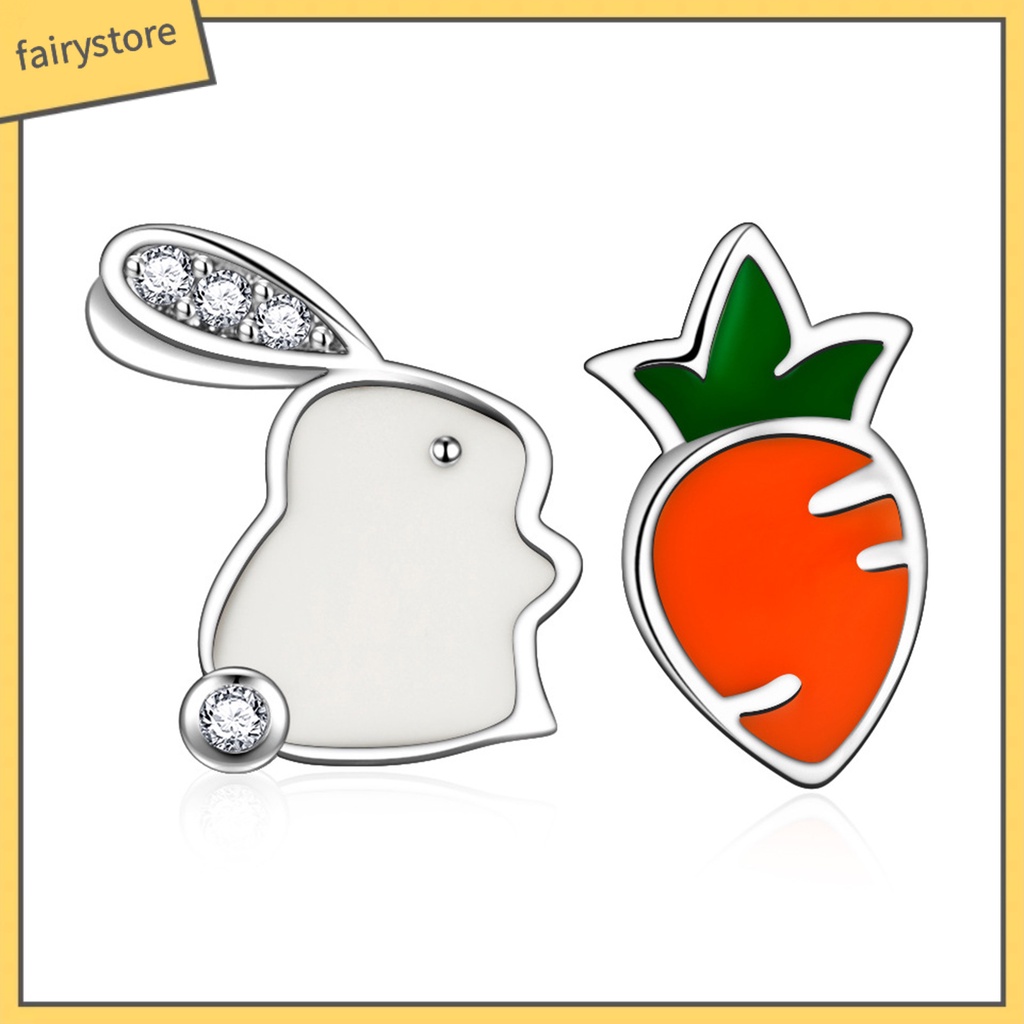 1 Đôi Khuyên Tai Hình Thỏ Và Cà Rốt Mini Dễ Thương
