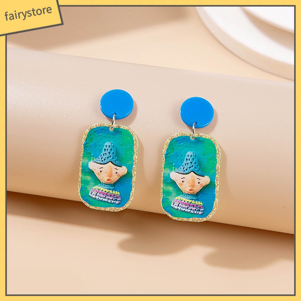 1 Đôi Bông Tai Acrylic Bóng Nhiều Màu Họa Tiết Hoa Ngôi Sao Hoạt Hình Thời Trang Cho Nữ