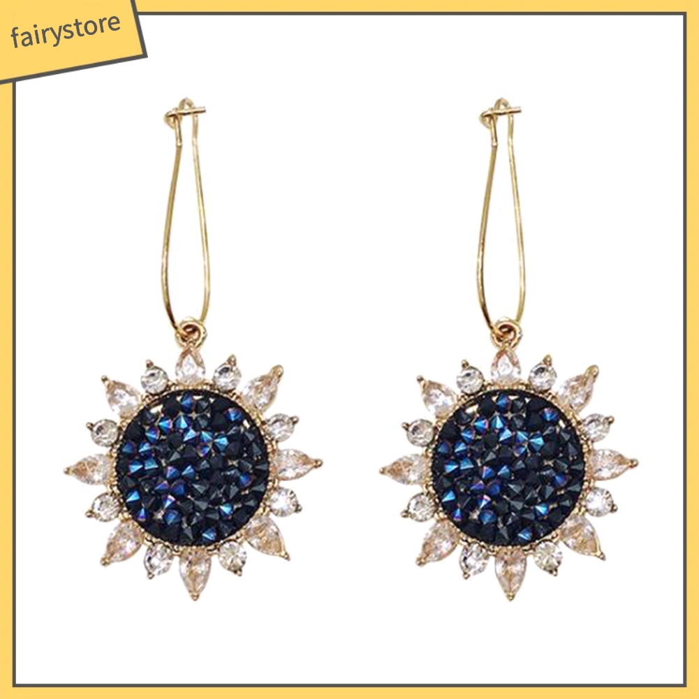 Bông Tai Hình Hoa Hướng Dương Đính Đá Zircon Sang Trọng Cho Nữ