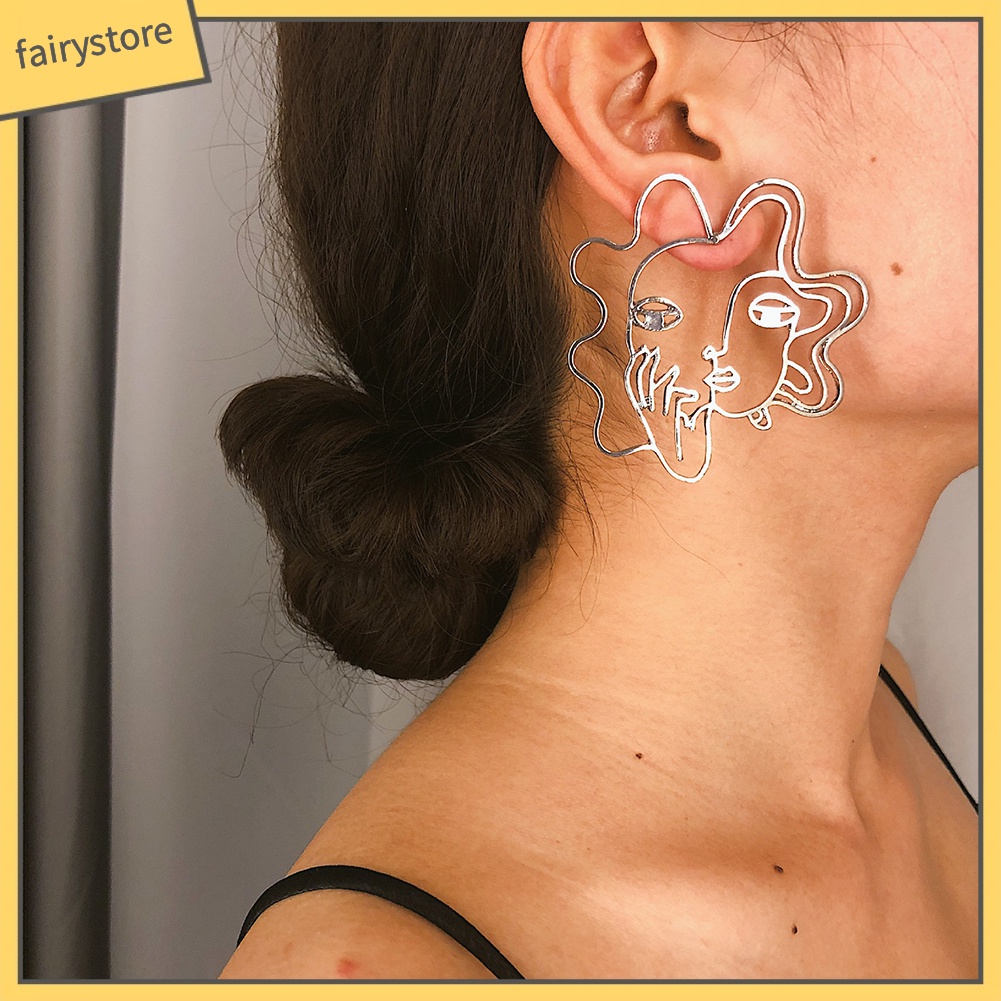 Khuyên Tai Hình Khuôn Mặt Trừu Tượng Sáng Tạo Dành Cho Nữ