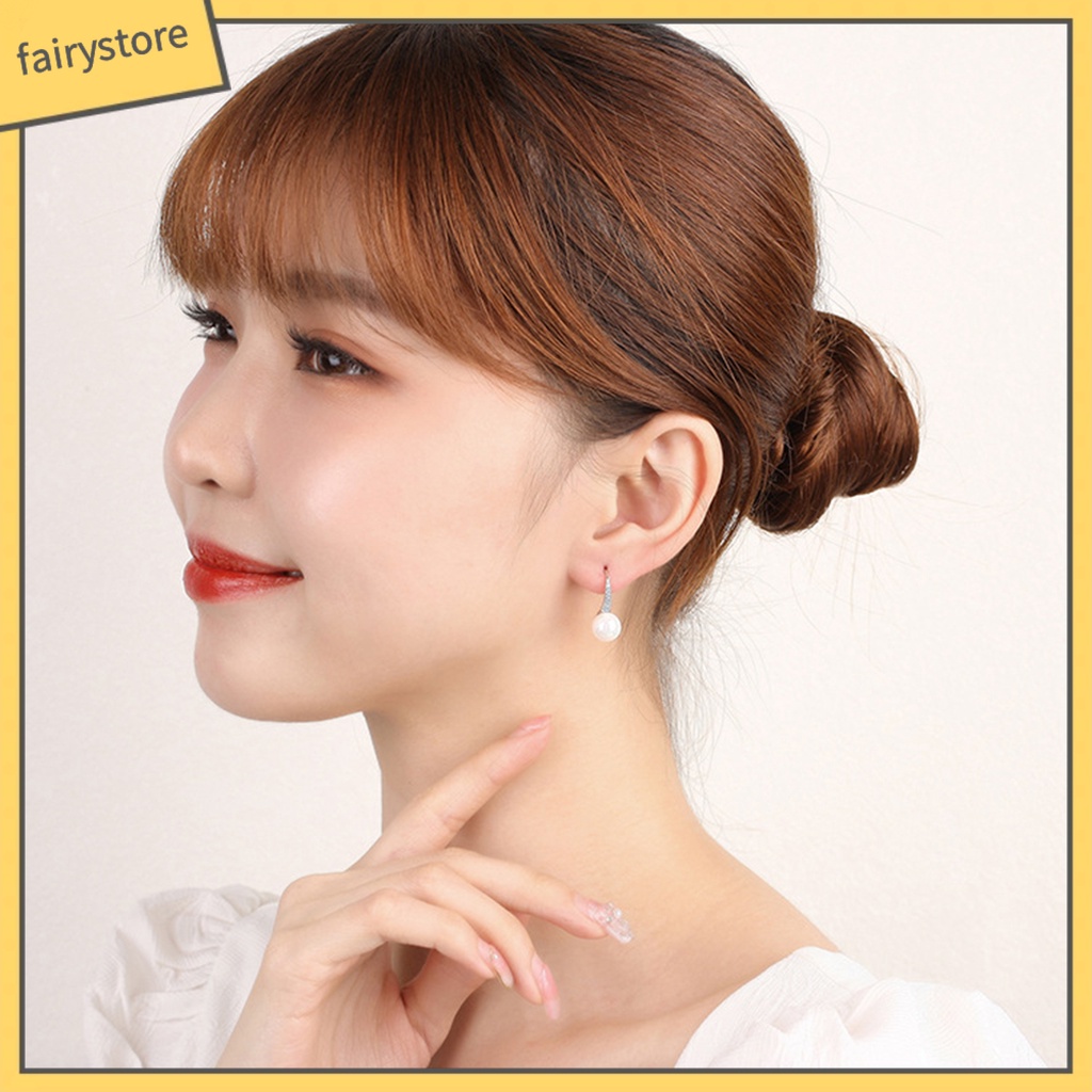 [FRO] Bông Tai Đính Đá Zircon Ngọc Trai Giả Dáng Thả Thời Trang Cho Nữ