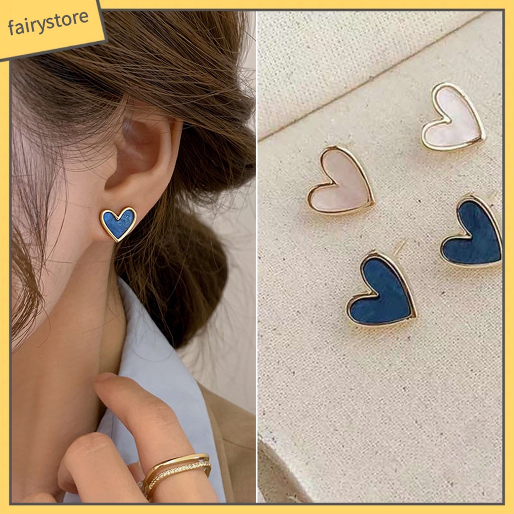 1 Đôi Bông Tai Hình Trái Tim Bằng Hợp Kim Mạ Điện Tinh Tế