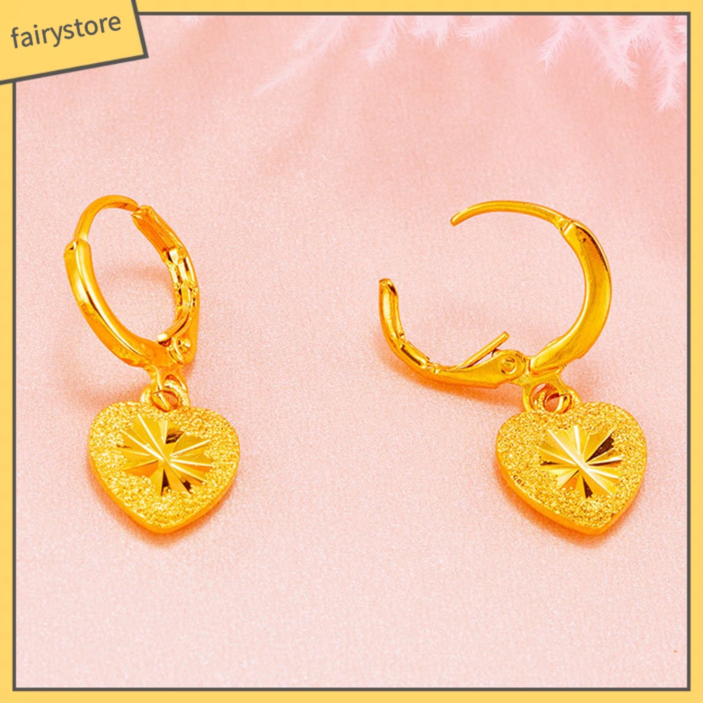 1 Đôi Bông Tai Hình Trái Tim Thiết Kế Đơn Giản Ngọt Ngào Cho Nữ