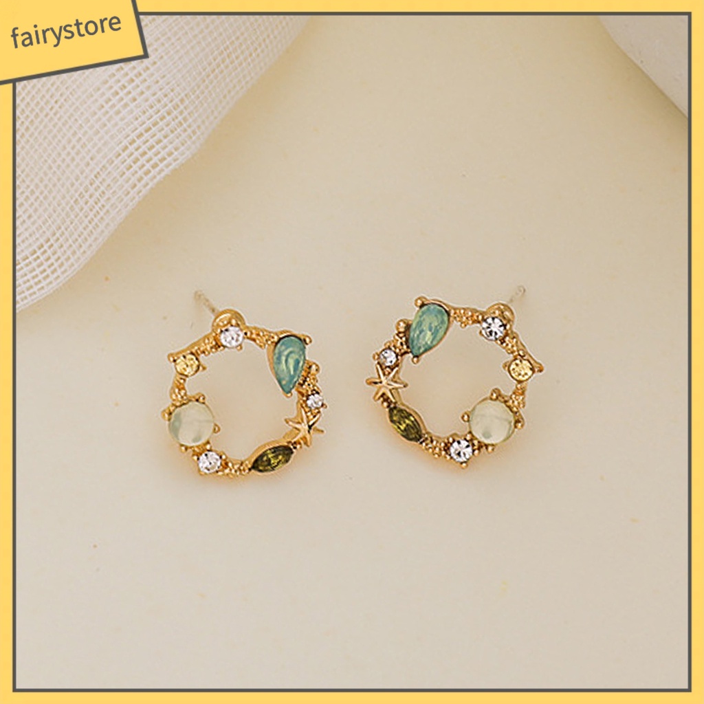 1 Đôi Bông Tai Hình Học Bằng Hợp Kim Đính Đá Tinh Xảo Cho Cuộc Sống Hàng Ngày