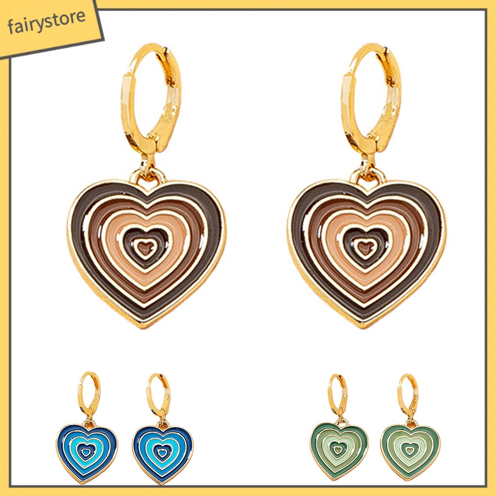 [FRO] 1 Cặp Bông Tai Đinh Tán Nhiều Lớp Hình Trái Tim Tinh Tế Phù Hợp Với Mọi Loại Trang Sức