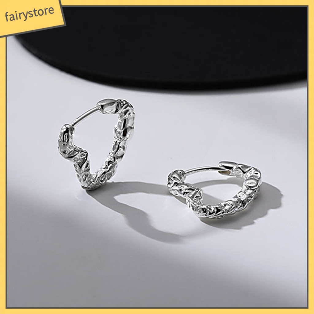 1 Đôi Bông Tai Hình Trái Tim Rỗng Phong Cách Rock Hàn Quốc Dành Cho Nữ