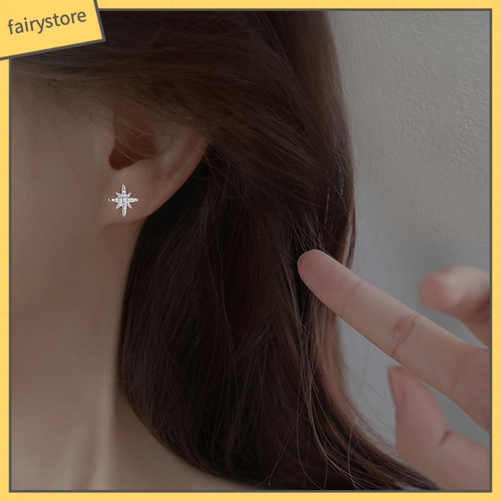 1 Bông Tai Hình Ngôi Sao / Bóng Tròn Đính Đá Phong Cách Hàn Quốc Dành Cho Nữ