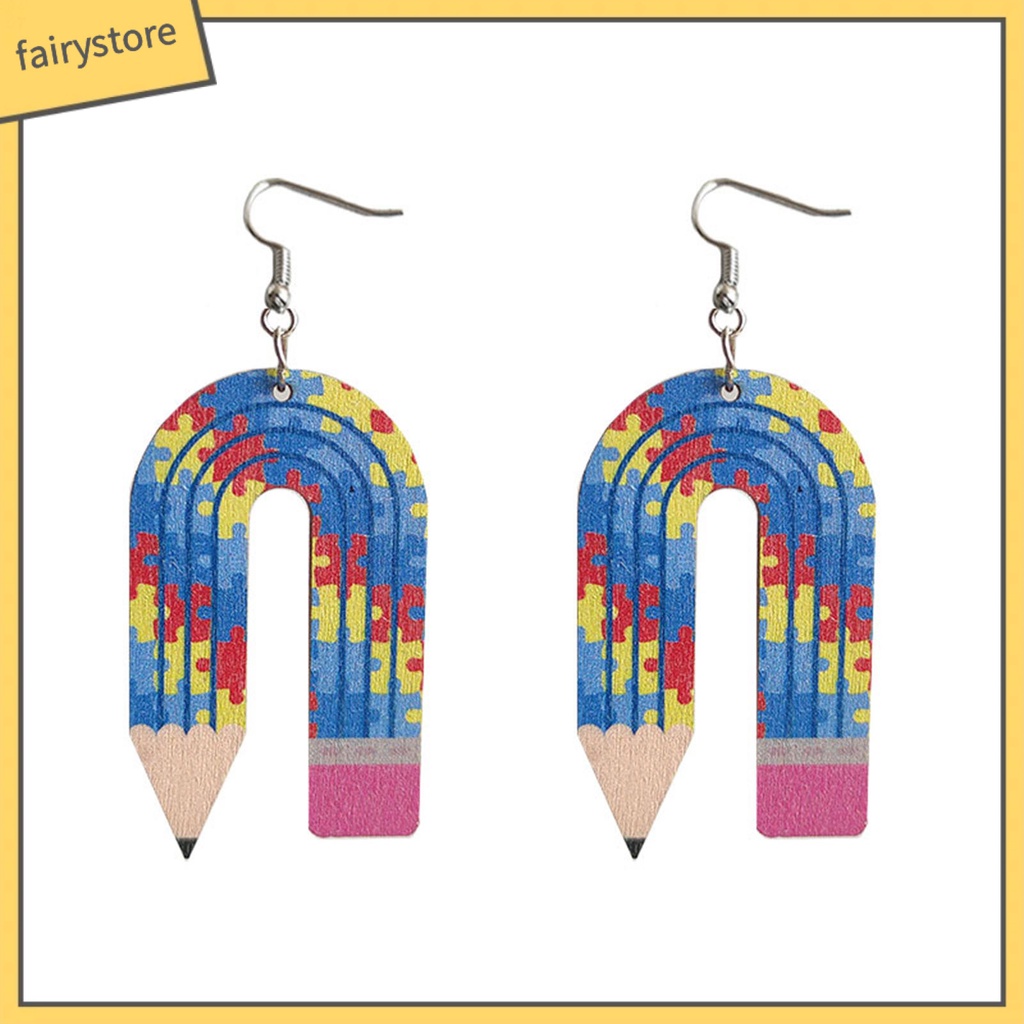 1 Đôi Bông Tai Hình Cây Bút Chì Họa Tiết Da Báo Thời Trang Dành Cho Nữ