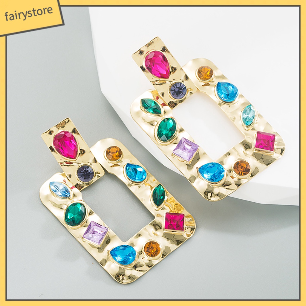 1 Đôi Bông Tai Đính Đá Sang Trọng Phong Cách Vintage