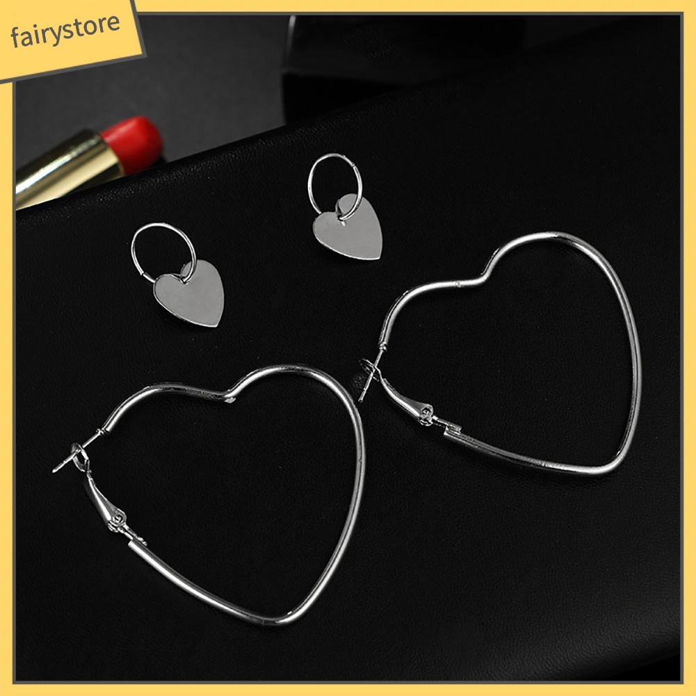 1 Đôi Bông Tai Hình Trái Tim Thời Trang Dành Cho Nữ