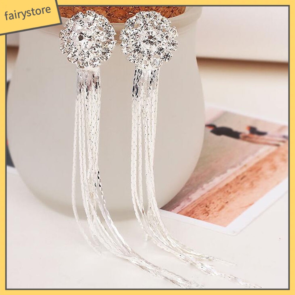 Bông Tai Dài Đính Đá Lấp Lánh Thời Trang Dành Cho Nữ