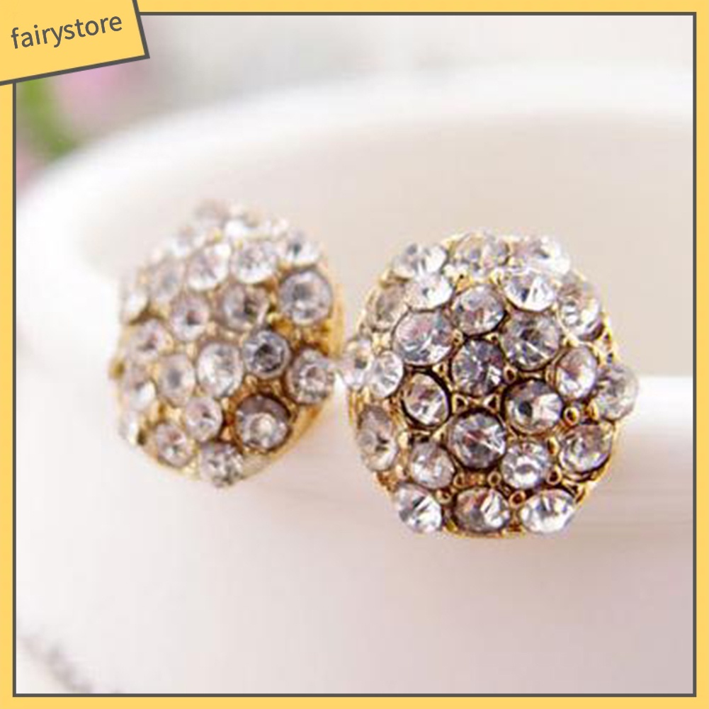 Bông Tai Tròn Đính Đá Toàn Diện Thanh Lịch Cho Nữ