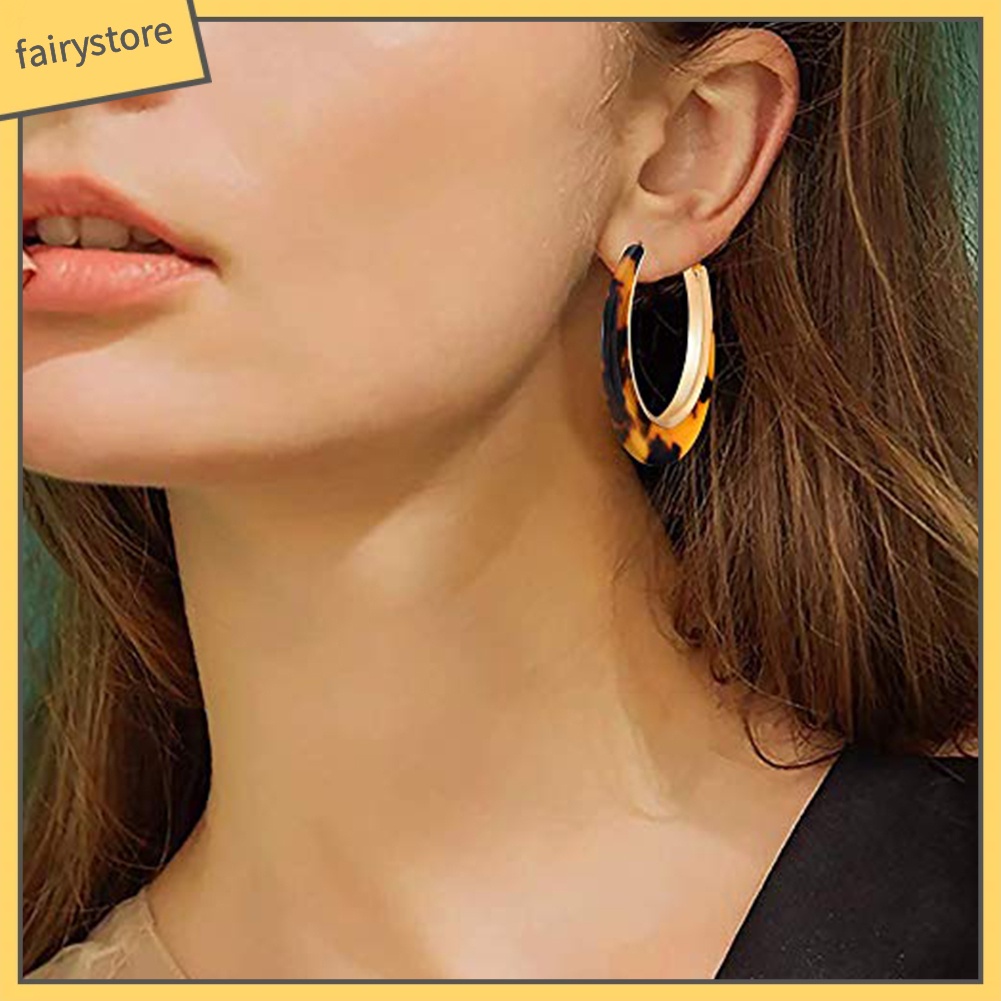 Bông Tai Tròn Họa Tiết Da Báo Thời Trang Dành Cho Nữ