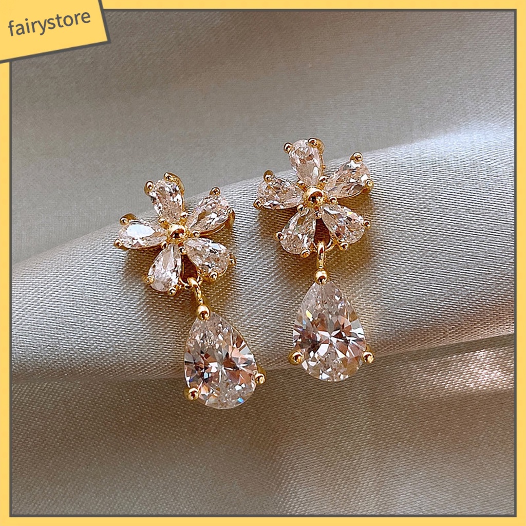 1 Đôi Bông Tai Hình Học Đính Đá Lấp Lánh Thời Trang Dành Cho Nữ