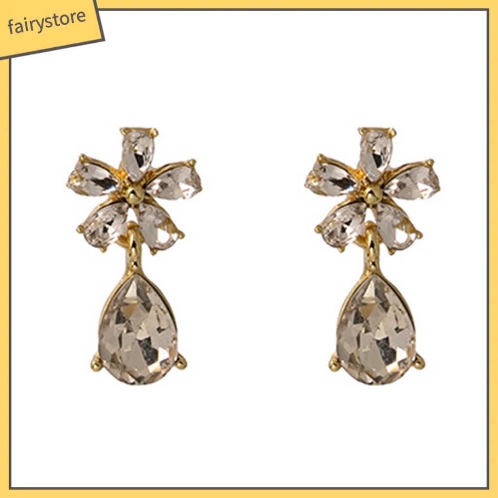 1 Đôi Bông Tai Hình Học Đính Đá Lấp Lánh Thời Trang Dành Cho Nữ