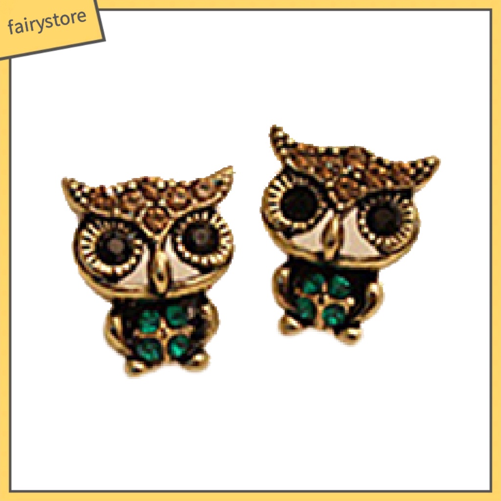 1 Đôi Bông Tai Hình Chim Cú Bằng Hợp Kim Dễ Thương Phong Cách Vintage Dành Cho Nữ