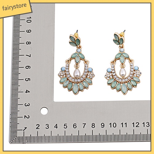 Bông Tai Đinh Tán Hình Hoa Bằng Acrylic Đính Kim Cương Giả &amp; Ngọc Trai Cho Nữ