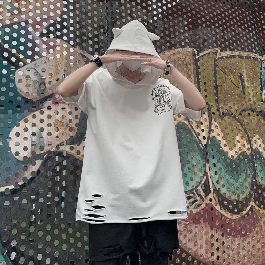 Áo Thun Tay Ngắn Phong Cách Đường Phố Âu Mỹ Thời Trang Mùa Hè Cá Tính Cho Nam