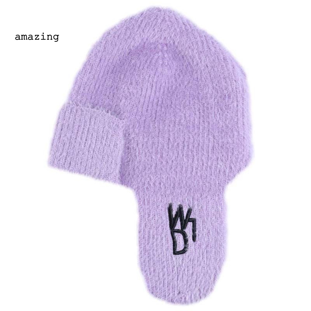 Mũ Len Beanie Dệt Kim Thoáng Khí Bảo Vệ Tai Màu Sắc Tươi Sáng Thời Trang Mùa Đông Cho Nữ
