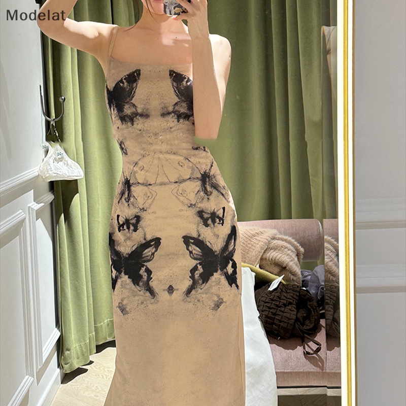 Đầm Ôm Không Tay In Họa Tiết Cổ Điển Quyến Rũ Dành Cho Nữ