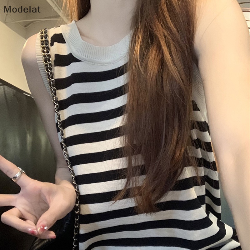 Mfc Đầm Không Tay Dáng Suông Họa Tiết Kẻ Sọc Phong Cách Hàn Quốc Cơ Bản Dành Cho Bạn Nữ WTD