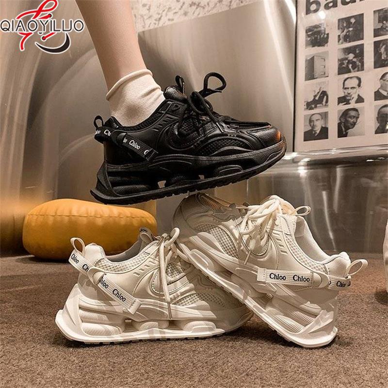 Qiaoluo Giày Thể Thao Phối Lưới Thoáng Khí Thời Trang Đường Phố Cá Tính