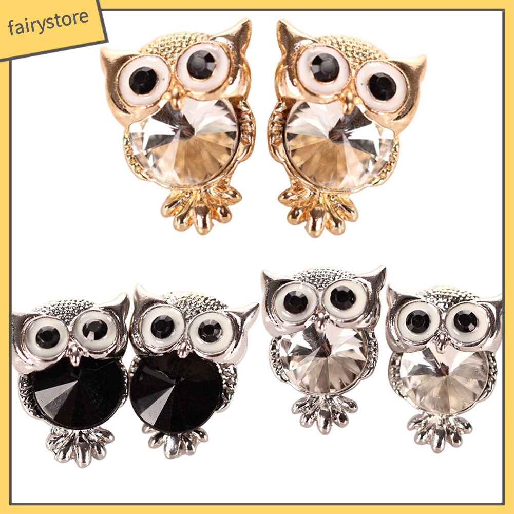Đôi Bông Tai Hình Con Cú Đính Đá Thời Trang Cho Nữ