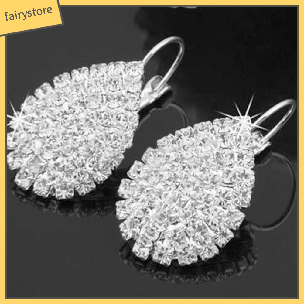 Bông Tai Hình Giọt Nước Đính Đá Lấp Lánh Sang Trọng Thời Trang Cho Nữ