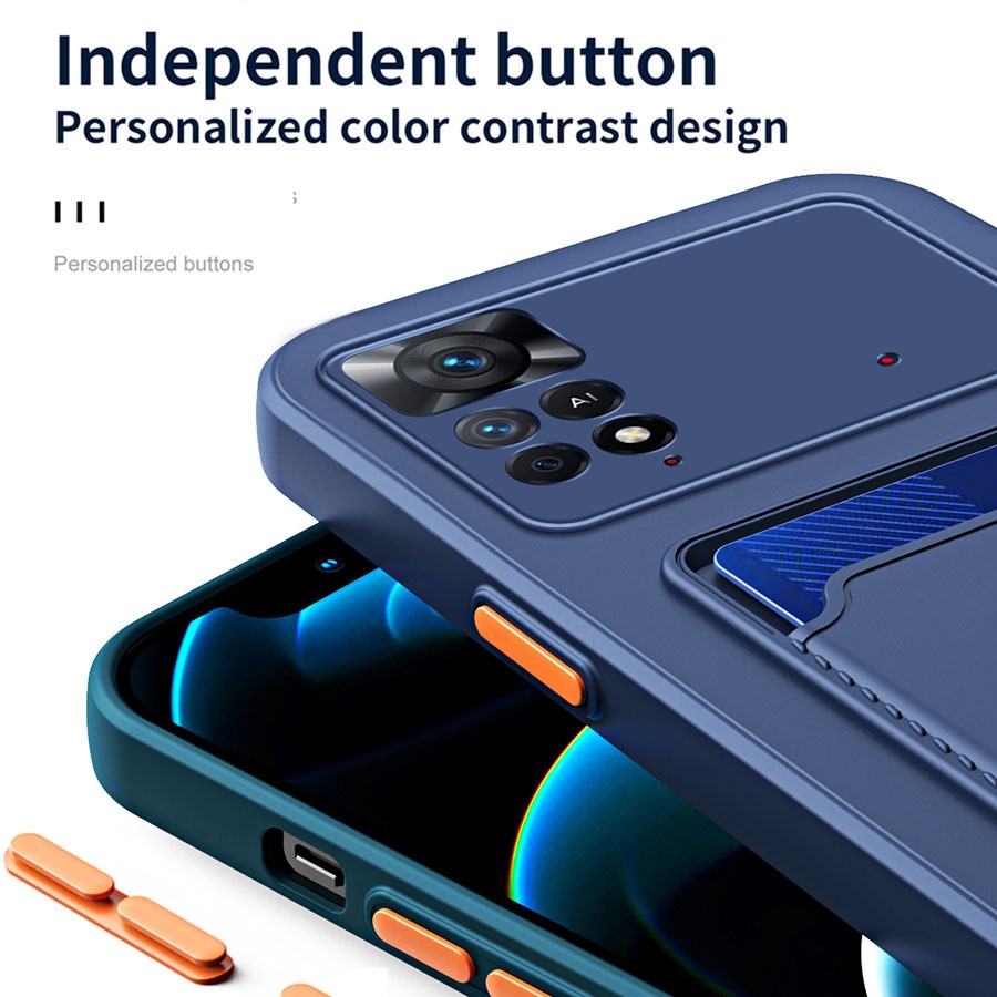 Ốp Điện Thoại Silicon Mềm Có Ngăn Đựng Thẻ Cho Xiaomi Redmi Note 12 Pro Plus 5G 4G 11 10 Pro 11s 10 10s
