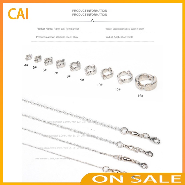 Lắc Chân Nhiều Kích Thước Kèm Khóa Bắt Dây Xích Dành Cho Chim Vẹt