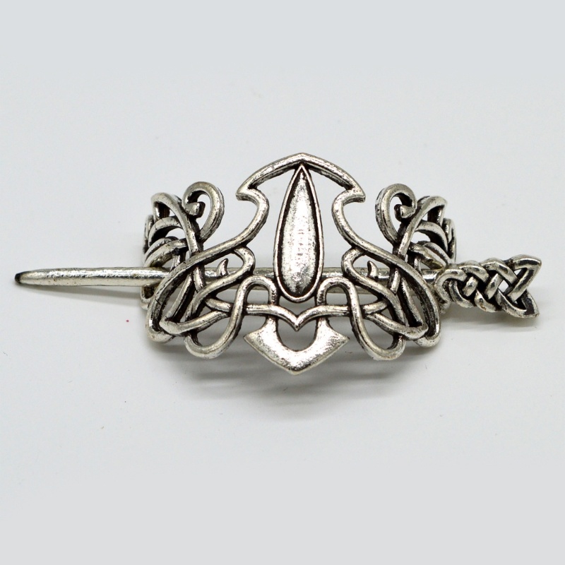 Kẹp Tóc Dạng Trượt Bằng Hợp Kim Màu Bạc Phong Cách Viking Celtic Thanh Lịch Cho Nữ