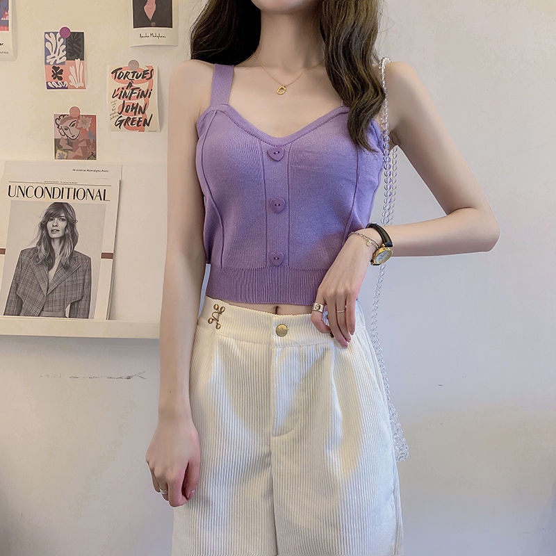 Áo Hai Dây Dệt Kim Màu Sắc Thời Trang Mùa Hè Cho Bé Gái