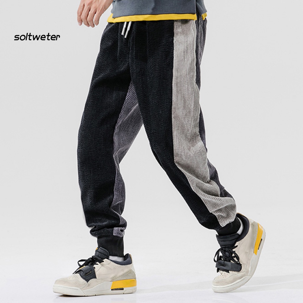 Quần Thể Thao Dày Dặn Giữ Ấm Màu Sắc Tương Phản Thời Trang Thu Đông Cho Nam