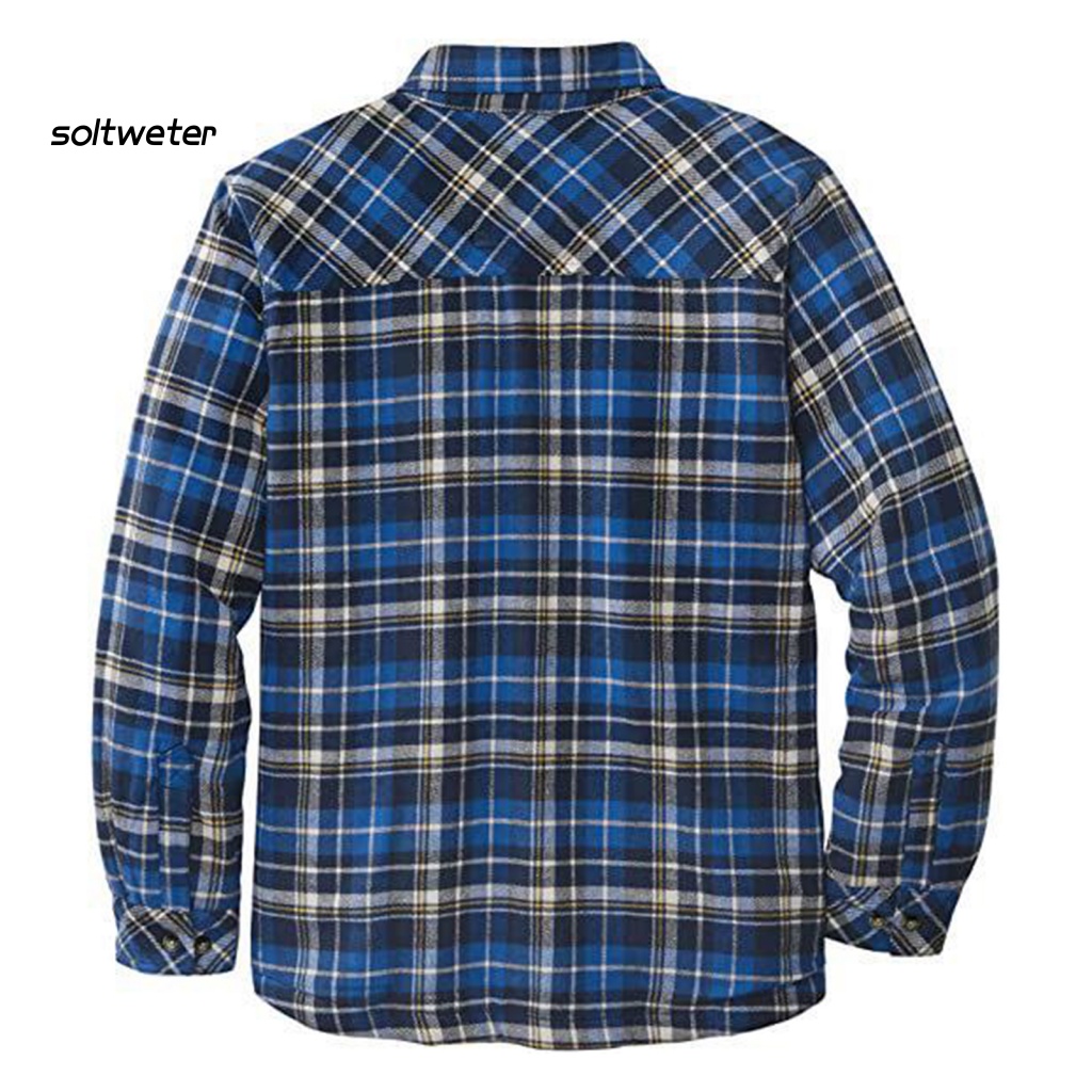 Áo Khoác Tay Dài Giữ Ấm Mùa Thu Lót Lông Dày Kẻ Sọc Nhiều Túi ST Dành Cho Bạn Nam Làm Việc