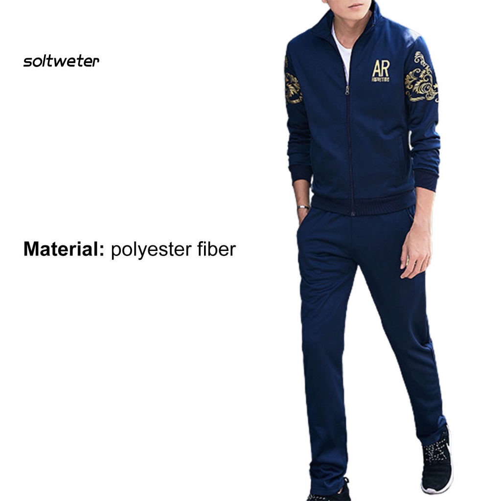 Set Đồ 2 Món Gồm Áo Nỉ Cổ Đứng In Họa Tiết Đồng Có Khóa Kéo Và Quần Dài Giữ Ấm Cho Nam