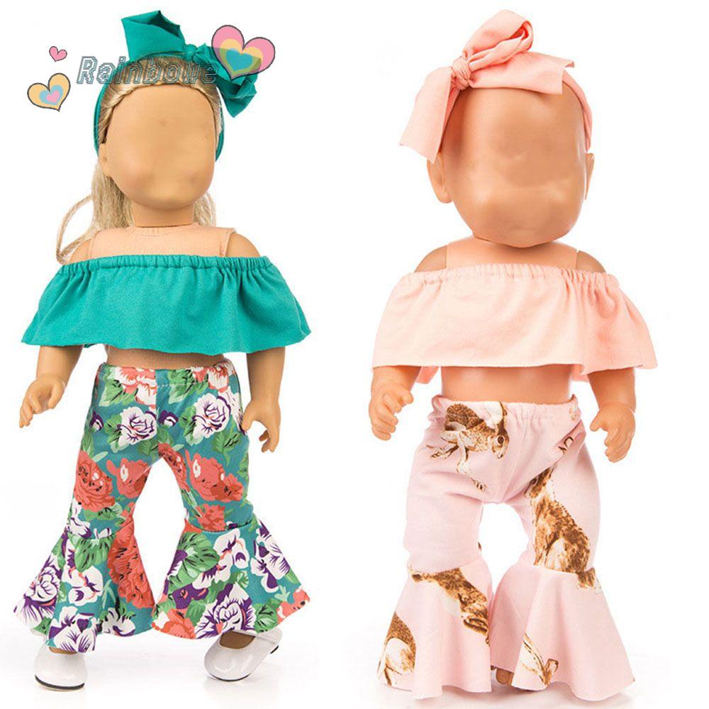 Bộ Quần Áo In Họa Tiết Cầu Vồng Dễ Thương Cho Búp Bê 18Inch 43cm 18Inch