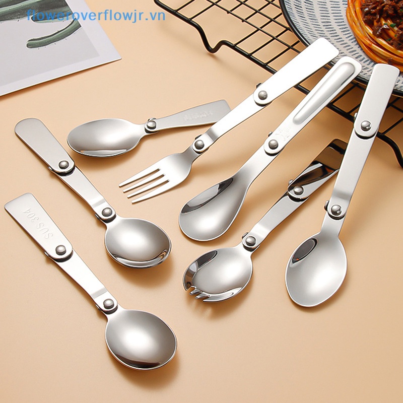 Bộ Muỗng Nĩa Bằng Thép Không Gỉ 304 Thiết Kế Nhỏ Gọn Tiện Dụng