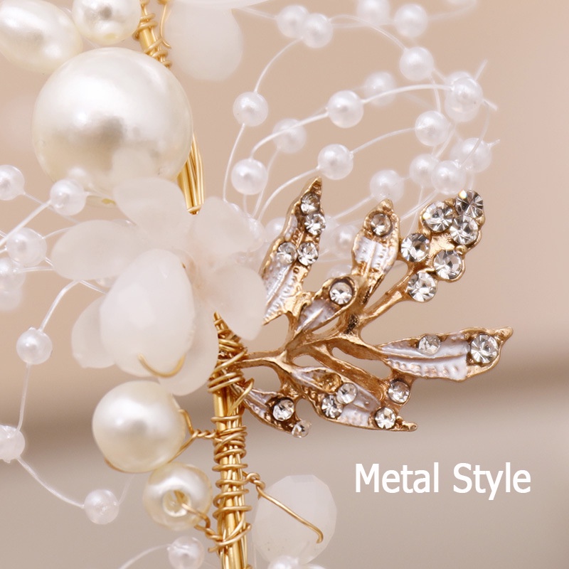 Cài Tóc Hình Vương Miện Đính Ngọc Trai / Hoa Lãng Mạn Có Thể Điều Chỉnh Làm Thủ Công Cho Cô Dâu / Sinh Nhật / Tiệc Cưới