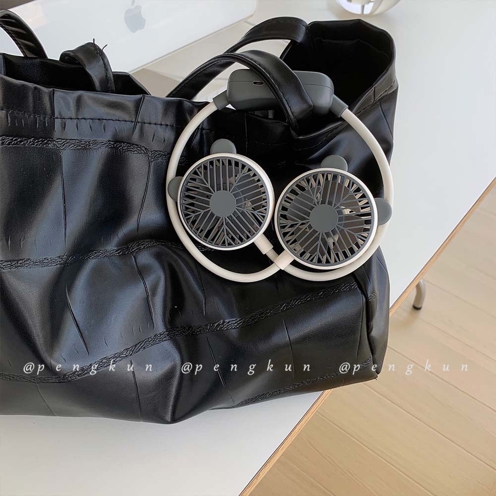 Quạt USB Mini Đeo Cổ / Cầm Tay Hình Tai Gấu Dễ Thương Có Thể Gấp Gọn Tiện Dụng Cho Học Sinh