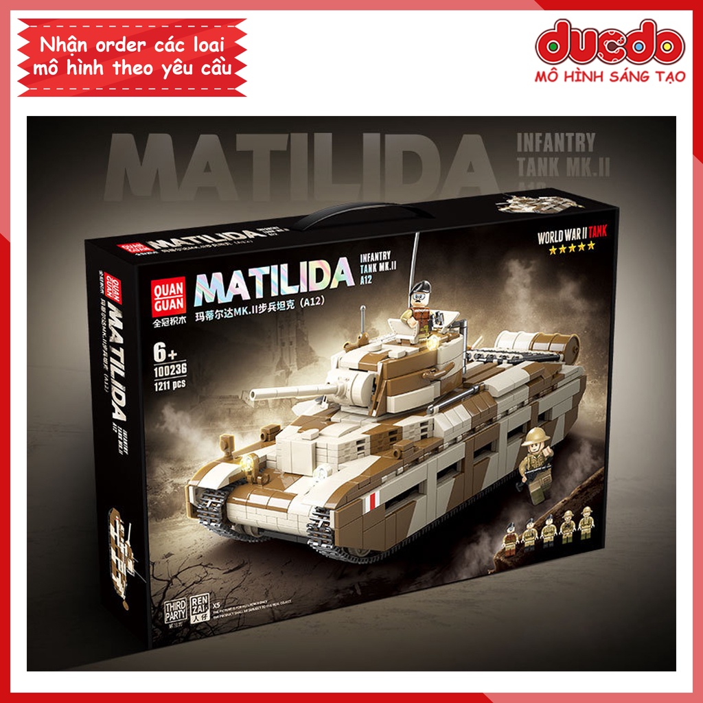 Lắp ghép tank bộ binh Matilda MK.II A12 - Đồ chơi Xếp hình Mô hình WW2 QuanGuan 100236