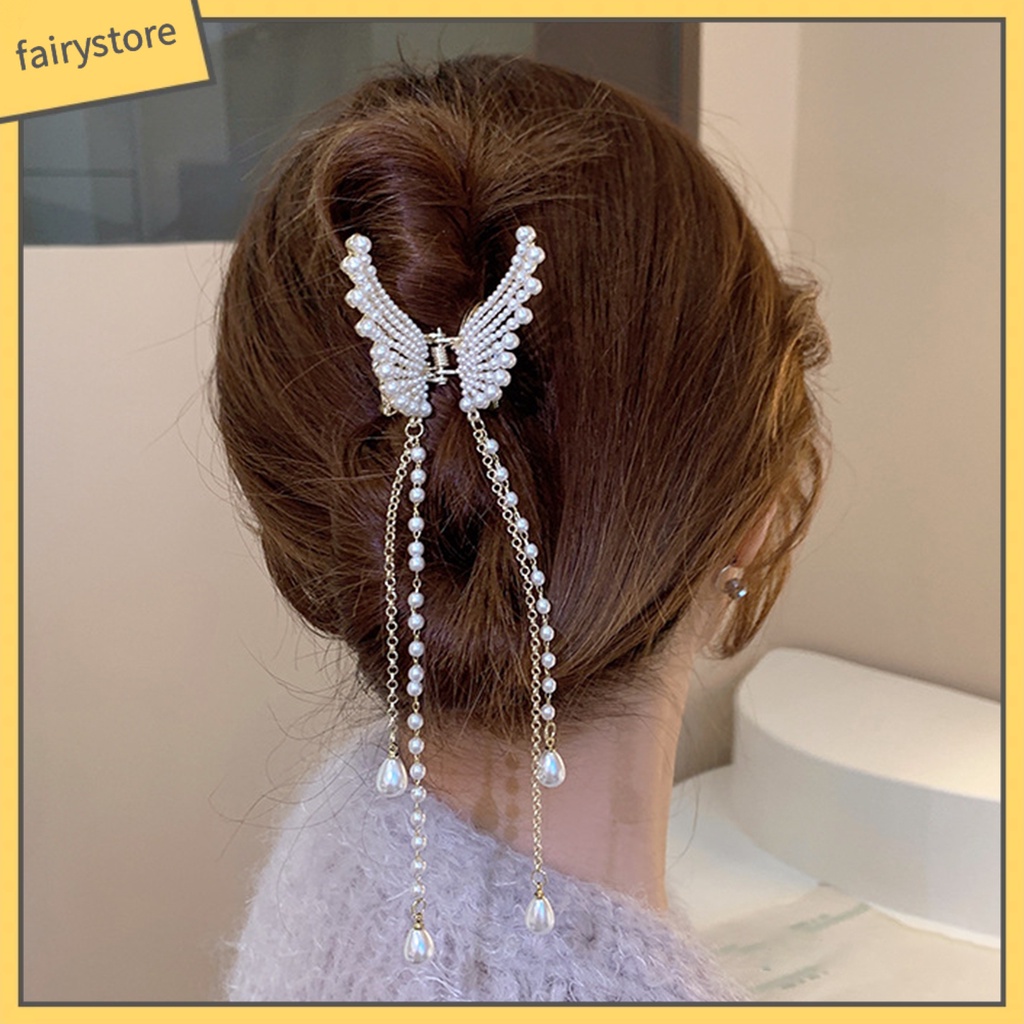 Kẹp Tóc Hình Bướm Đính Ngọc Trai Giả Thanh Lịch