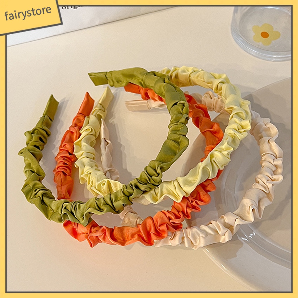 Băng Đô Cài Tóc Bằng Vải Mềm Co Giãn Màu Trơn Dành Cho Nữ