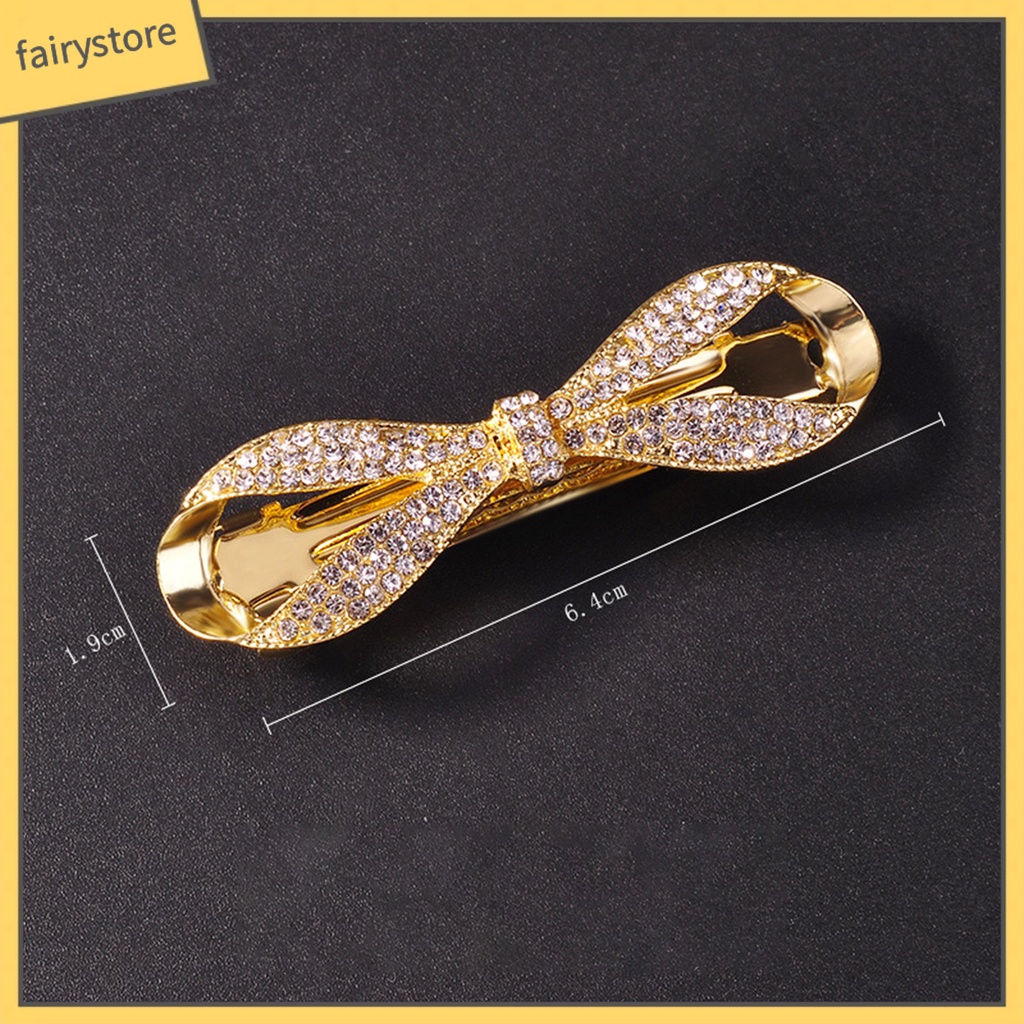 Kẹp Tóc Hình Nơ Đính Đá Lấp Lánh Co Giãn Gọn Nhẹ Chống Gỉ